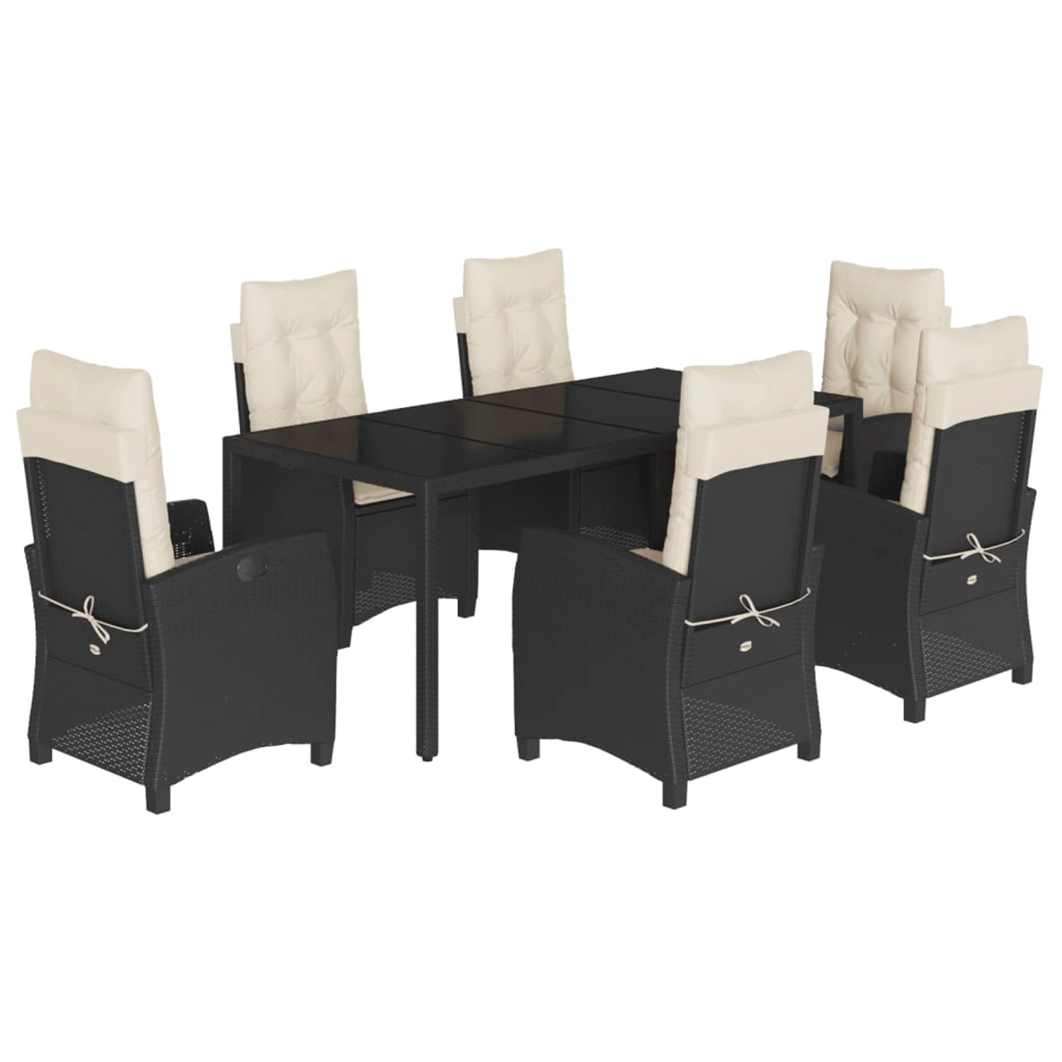 vidaXL 7-Tlg Garten-Essgruppe mit Kissen Schwarz Poly Rattan 3212632 günstig online kaufen