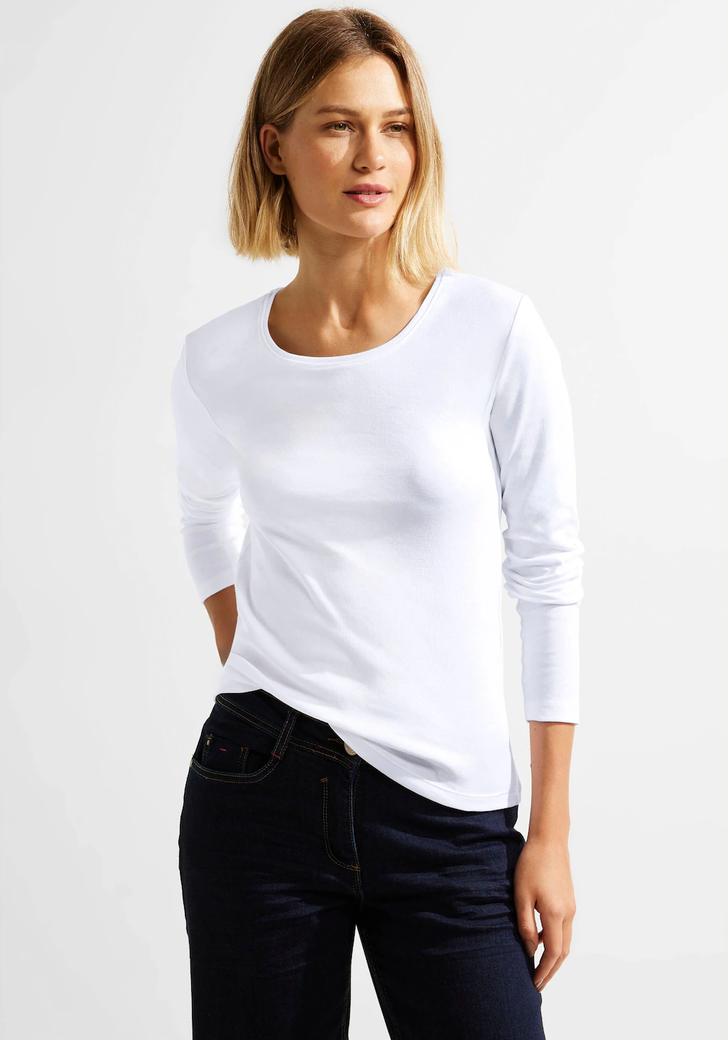 Cecil Langarmshirt Basic Langarmshirt Pia in Unifarbe günstig online kaufen