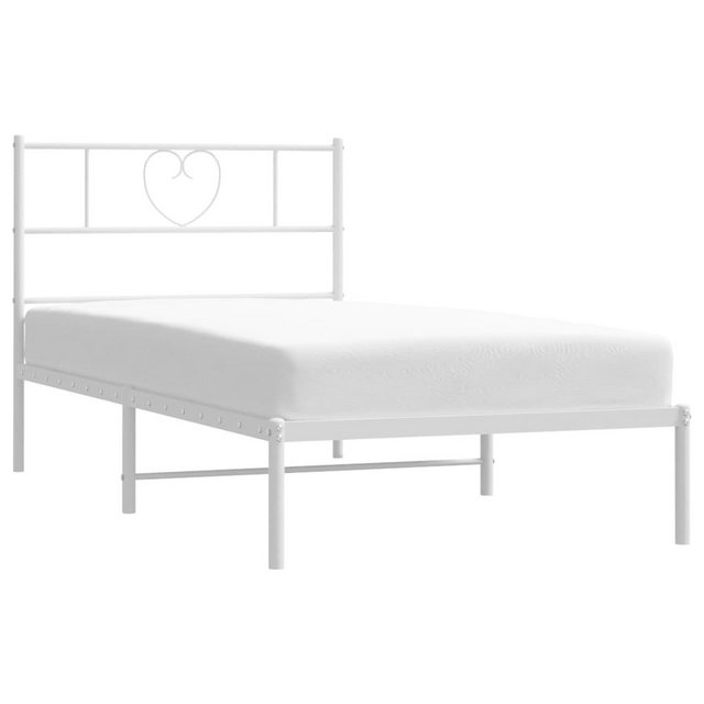 vidaXL Bett Bettgestell mit Kopfteil Metall Weiß 100x200 cm günstig online kaufen