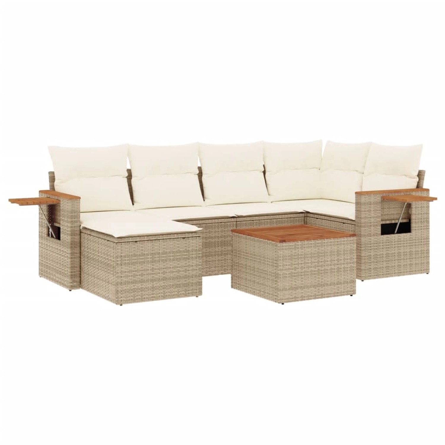 vidaXL 7-Tlg Garten-Sofagarnitur mit Kissen Beige Poly Rattan 3227024 günstig online kaufen