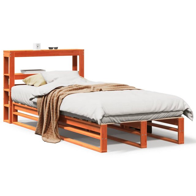 vidaXL Bett, Massivholzbett ohne Matratze Wachsbraun 100x200 Kiefernholz günstig online kaufen