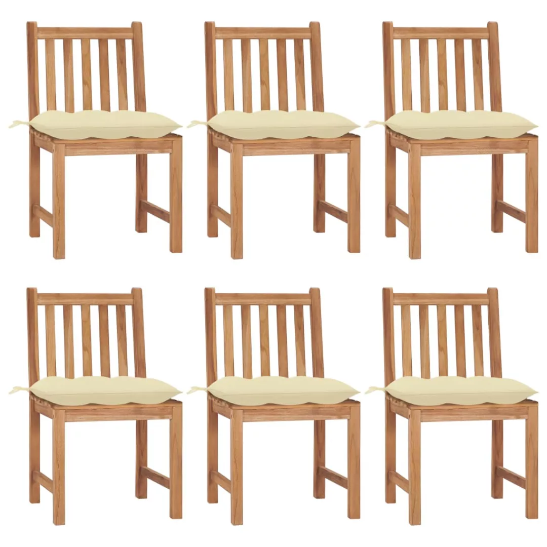 Gartenstühle 6 Stk. Mit Kissen Massivholz Teak günstig online kaufen