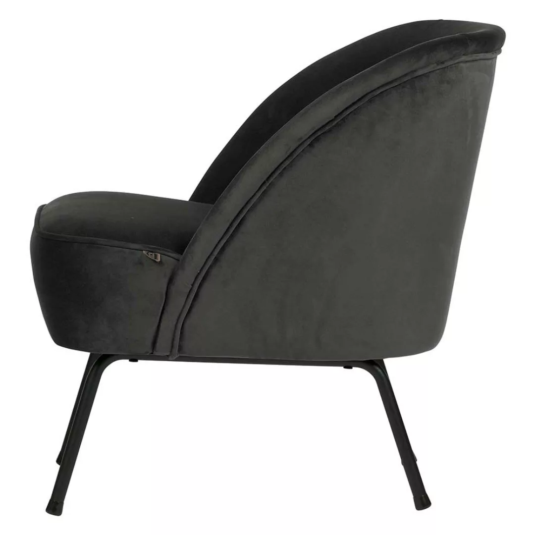 Retro Lounge Sessel in Schwarz Samt 4-Fuß Gestell aus Metall günstig online kaufen