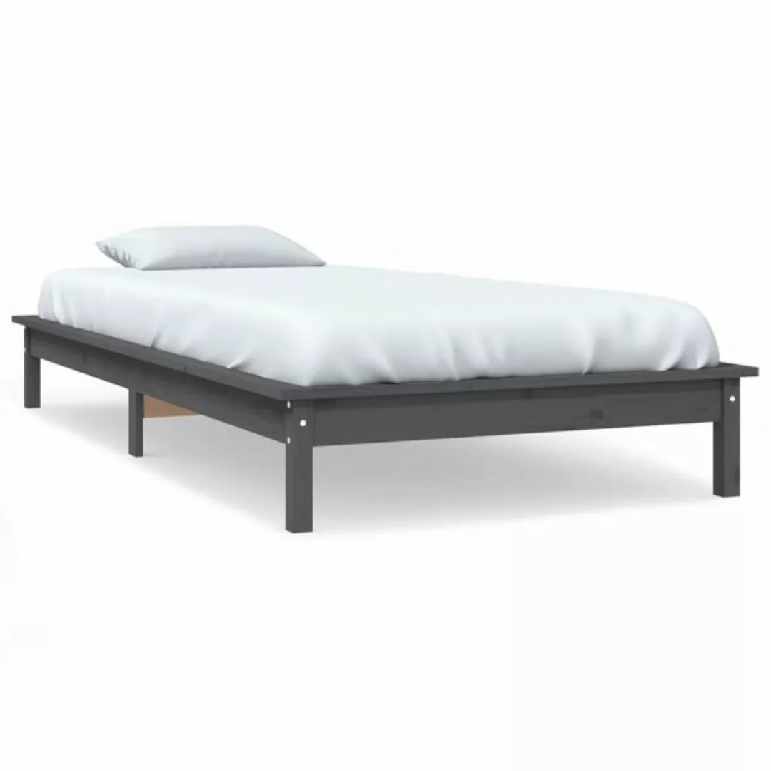 vidaXL Bett Massivholzbett Grau 90x200 cm Kiefer günstig online kaufen