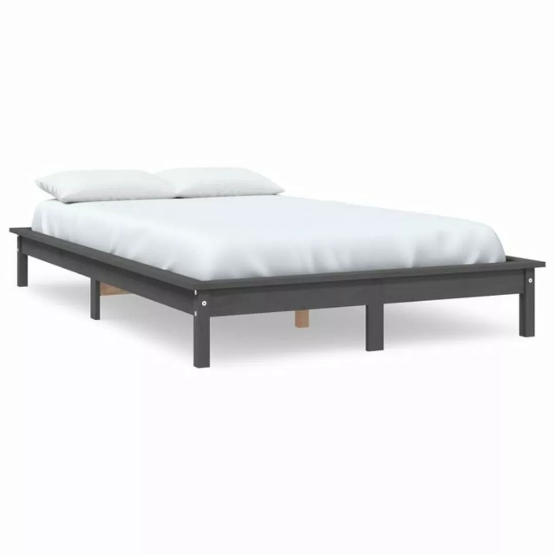furnicato Bett Massivholzbett Grau 140x200 cm Kiefer günstig online kaufen
