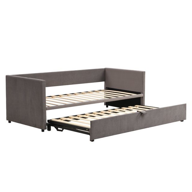 Odikalo Polsterbett Ausziehbar Schlafsofa, Lattenrosten, Samtstoff Beige/Gr günstig online kaufen