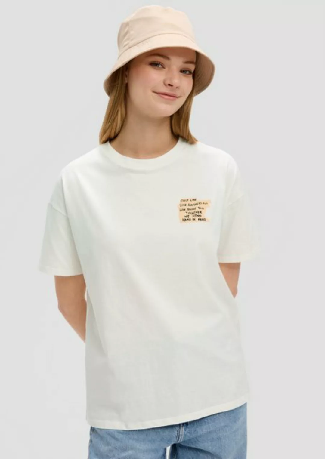 QS Kurzarmshirt Oversize T-Shirt mit Frontprint Logo günstig online kaufen