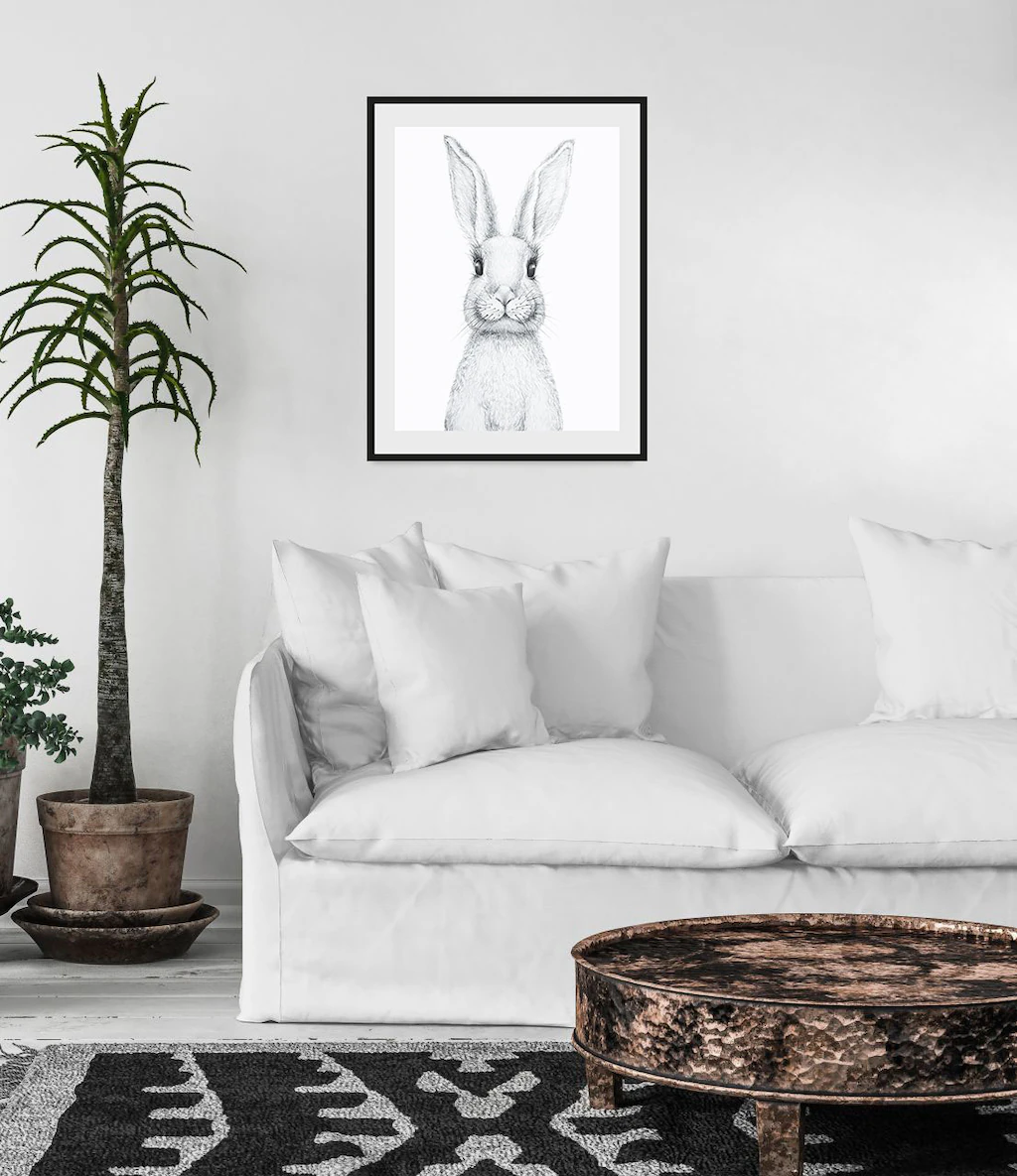 queence Bild "Aleksi", Hase-Hasen-Schwarz-Weiß-Kunst-Haustiere, (1 St.), HD günstig online kaufen