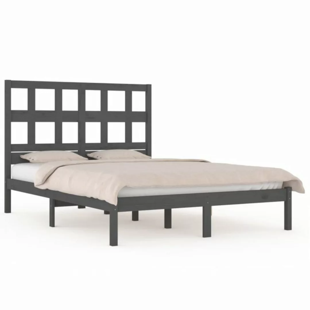 vidaXL Bettgestell Massivholzbett Grau Kiefer 160x200 cm Bett Bettgestell D günstig online kaufen