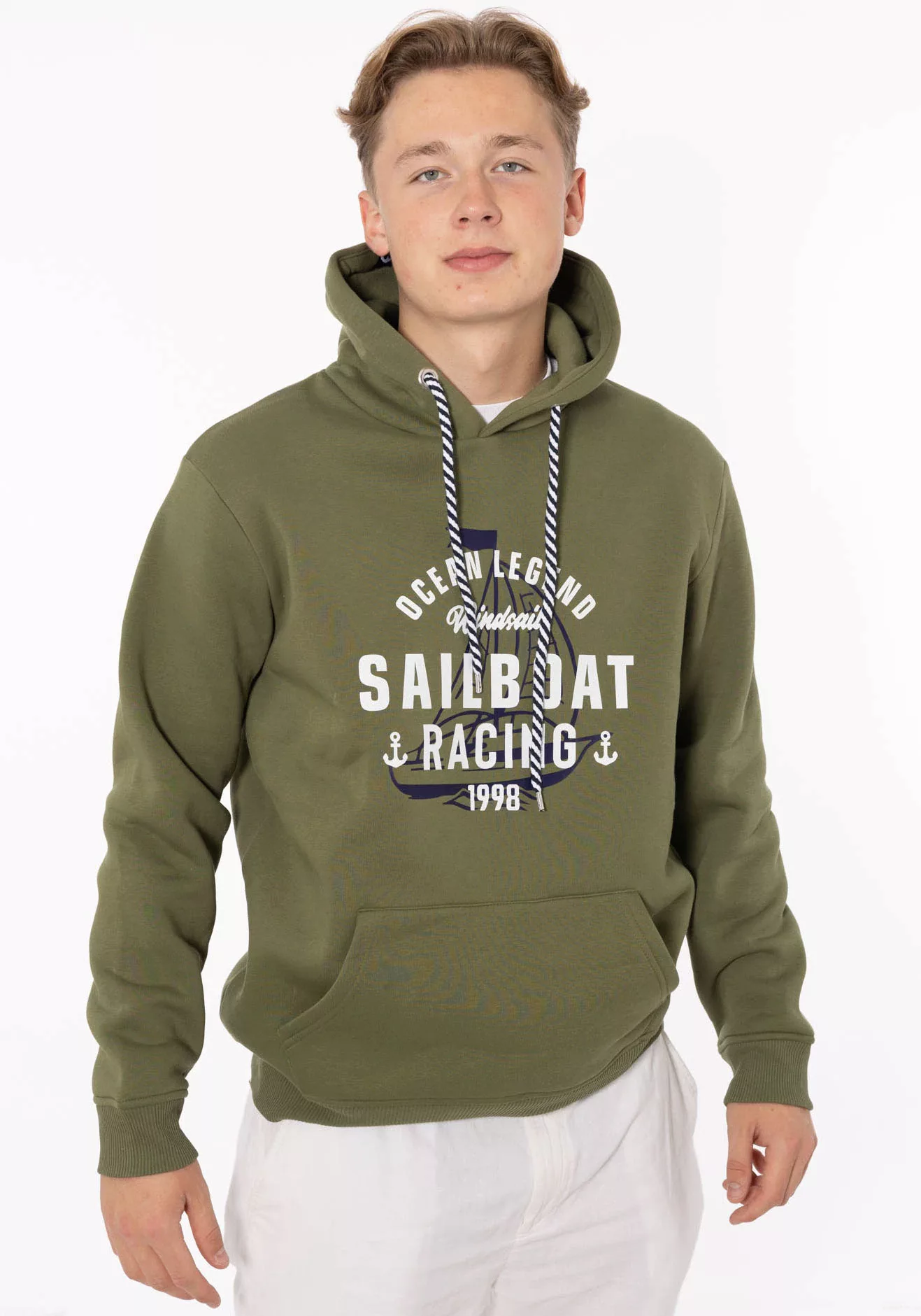 Zwillingsherz Hoodie ""Sailboat Racing" Herren", mit Fronttaschen und Korde günstig online kaufen