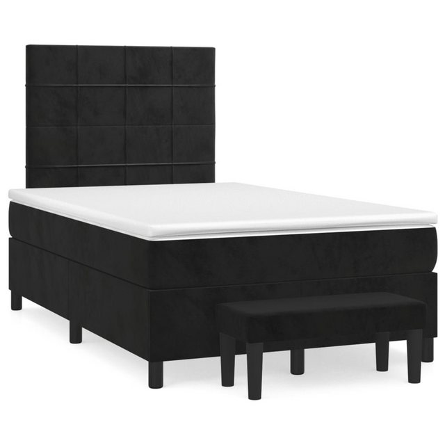 vidaXL Bettgestell Boxspringbett mit Matratze Schwarz 120x200 cm Samt Bett günstig online kaufen