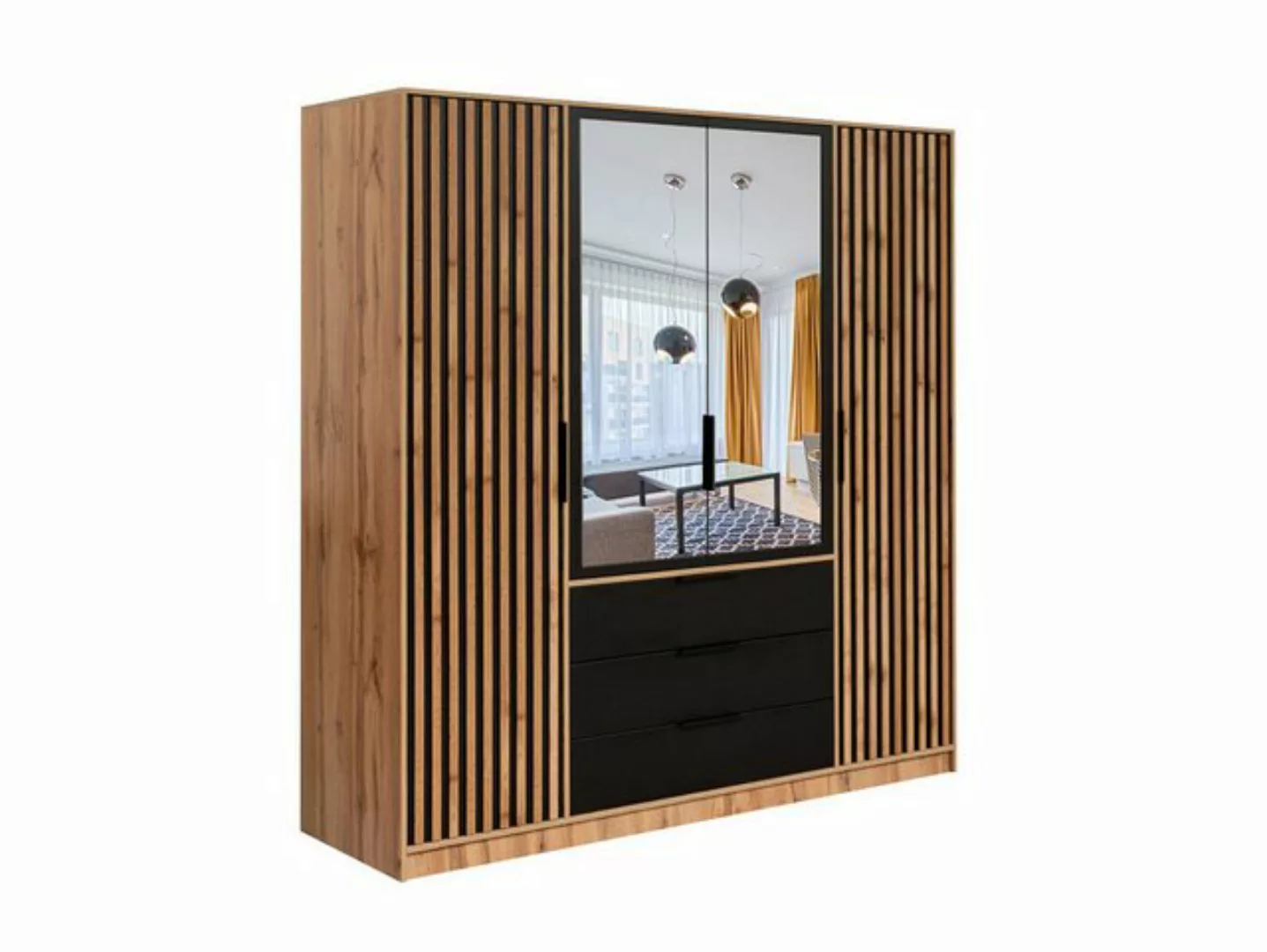 Compleo Kleiderschrank mit 3 Schubladen und 4 Türen OLS, Modern design, Sch günstig online kaufen