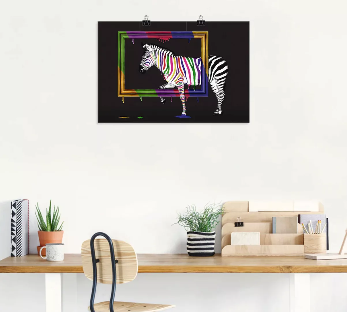 Artland Wandbild "Das Regenbogen Zebra", Animal Fantasy, (1 St.), als Leinw günstig online kaufen