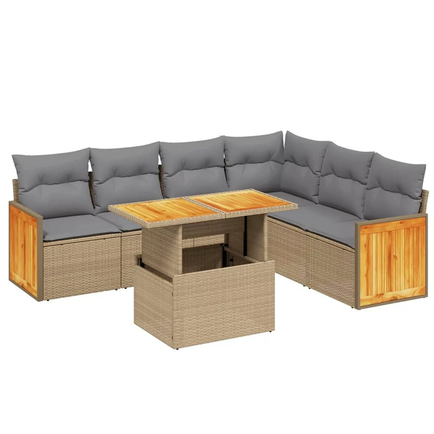 vidaXL 7-tlg Garten-Sofagarnitur mit Kissen Beige Poly Rattan Modell 387 günstig online kaufen