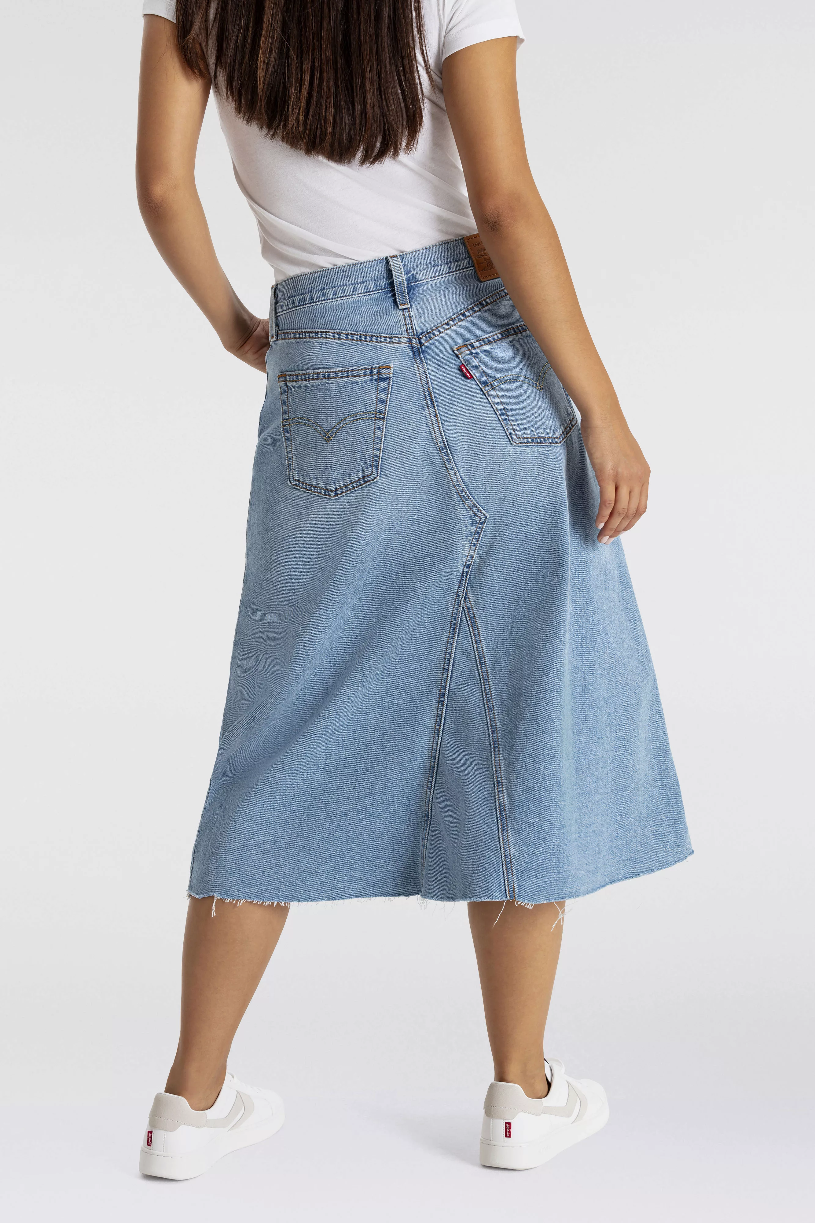 Levis Jeansrock "HR A LINE DECON SKIRT", in trendy Midi-Länge mit ausgefran günstig online kaufen