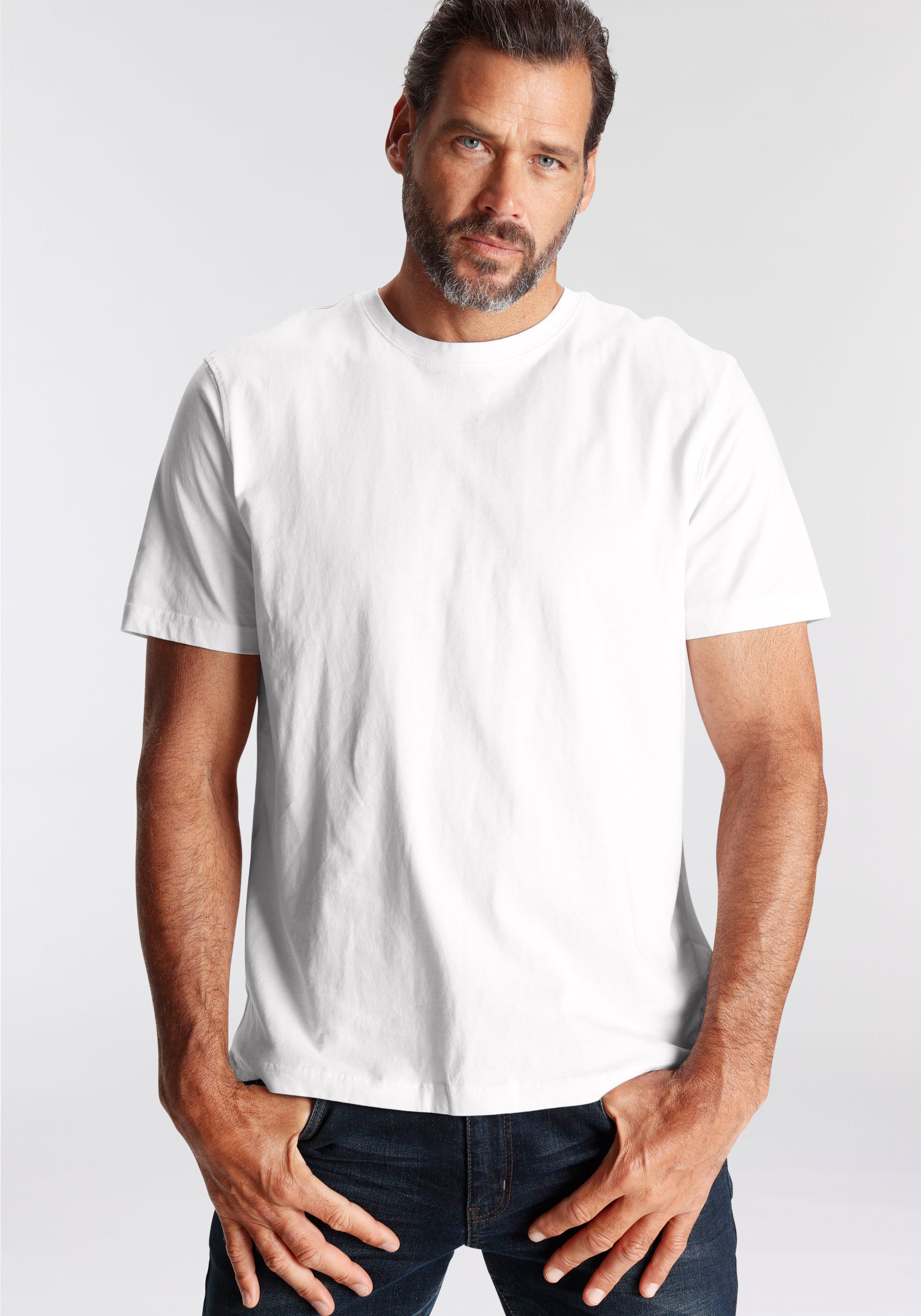 Mans World T-Shirt "neue Farben", (3er-Pack), Kurzarm, unifarben, Rundhals, günstig online kaufen