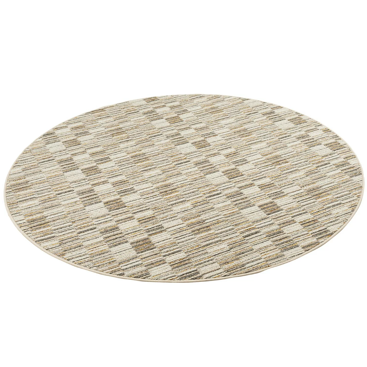 Snapstyle Streifenberber Teppich Modern Stripes Beige 100cm Rund günstig online kaufen