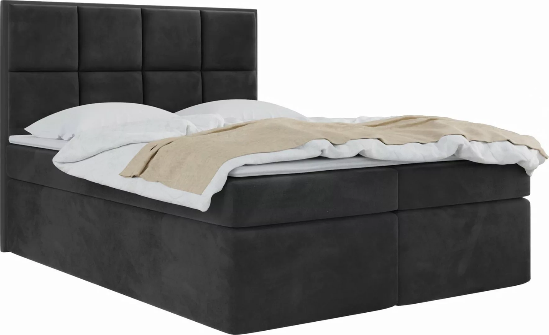 WFL GROUP Boxspringbett mit Topper MAXIMO, Samt Doppelbett mit Bettkasten günstig online kaufen