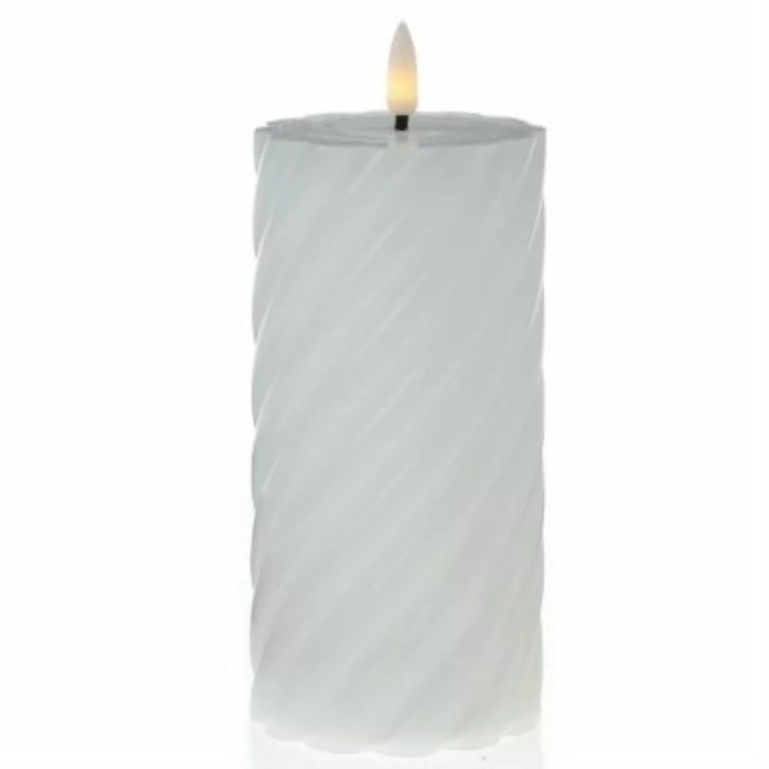 MARELIDA LED Kerze SWIRL Echtwachs gedreht flackernd H: 17,5cm weiß günstig online kaufen