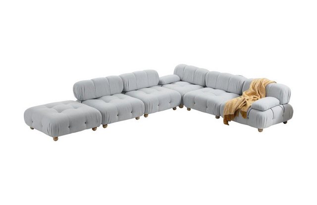 JVmoebel Ecksofa Ecksofa Sofa Stoff Wohnzimmer Sofas Eck Grau Modern Polyes günstig online kaufen