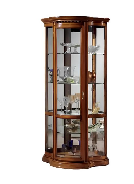 Xlmoebel Vitrine Echtholz-Schrank mit Glasvitrine für das Wohnzimmer - Hoch günstig online kaufen