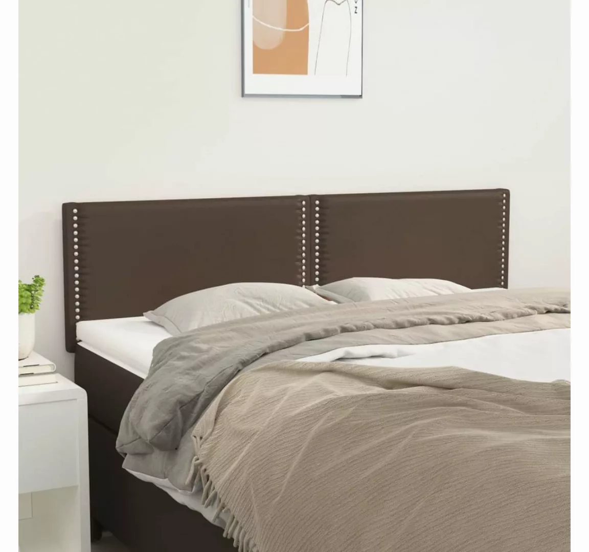 vidaXL Bett, Kopfteile 2 Stk. Braun 72x5x78/88 cm Kunstleder günstig online kaufen