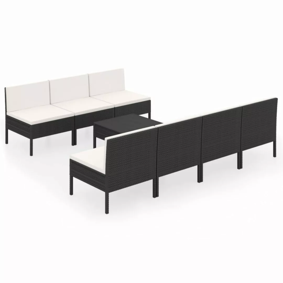 8-tlg. Garten-lounge-set Mit Auflagen Poly Rattan Schwarz günstig online kaufen