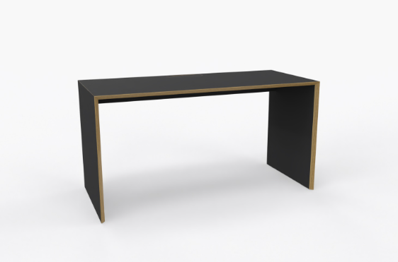 Bridge minimalistischer Schreibtisch schwarz matt, Kante Multiplex günstig online kaufen
