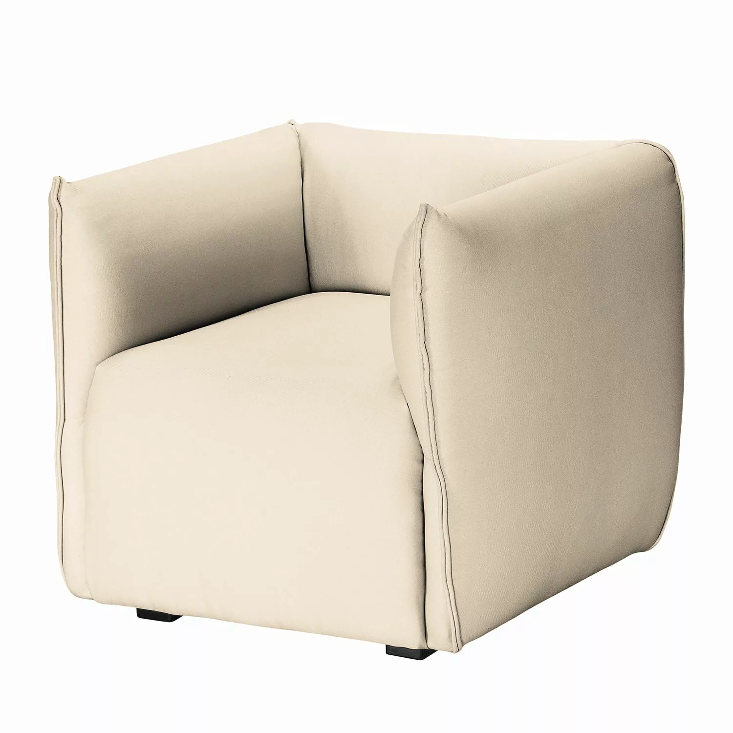 home24 Fredriks Sessel Grady I Ecru Webstoff mit Hocker 84x70x78 cm (BxHxT) günstig online kaufen