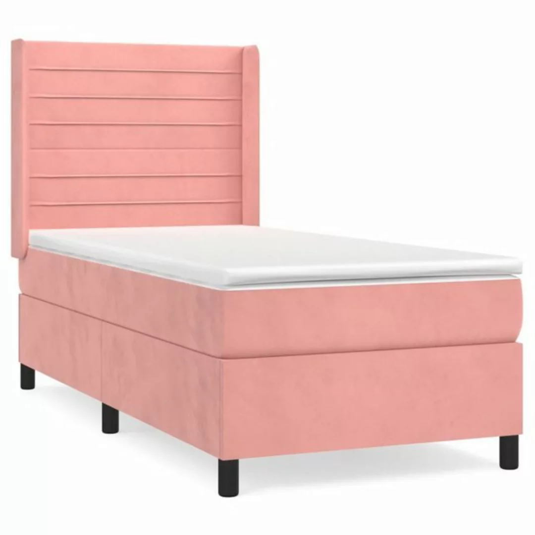 vidaXL Bettgestell Boxspringbett mit Matratze Rosa 100x200 cm Samt Bett Bet günstig online kaufen