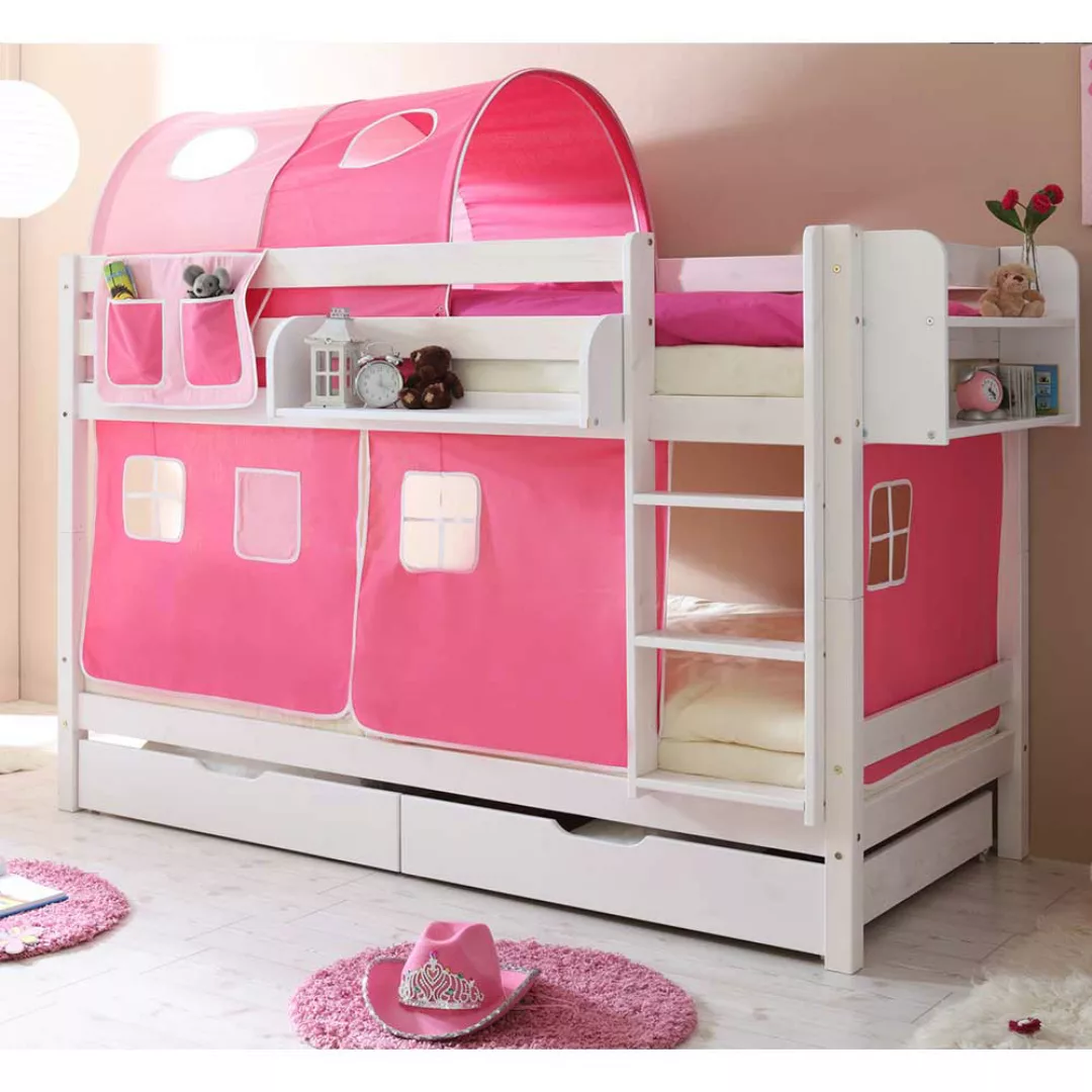 Etagenbett in Weiß, Pink und Rosa 140 cm hoch günstig online kaufen