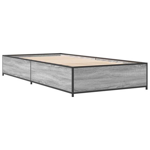 vidaXL Bett Bettgestell Grau Sonoma 75x190 cm Holzwerkstoff und Metall günstig online kaufen