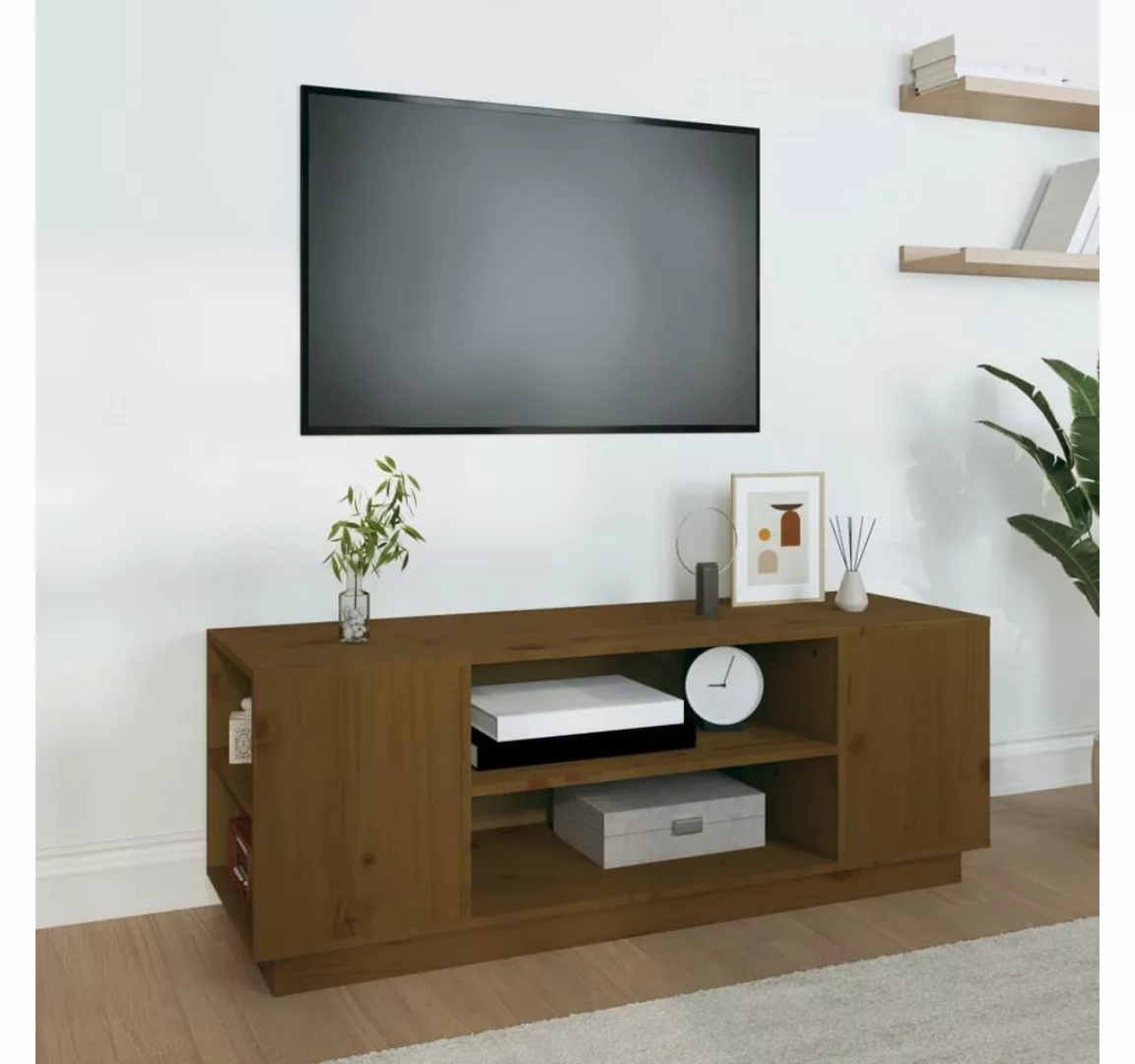 furnicato TV-Schrank Honigbraun 110x35x40,5 cm Massivholz Kiefer günstig online kaufen