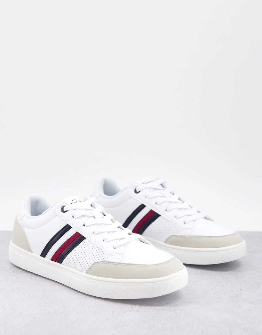 Ben Sherman – Mod – Sneaker mit Seitenstreifen in Weiß/Grau-bunt günstig online kaufen
