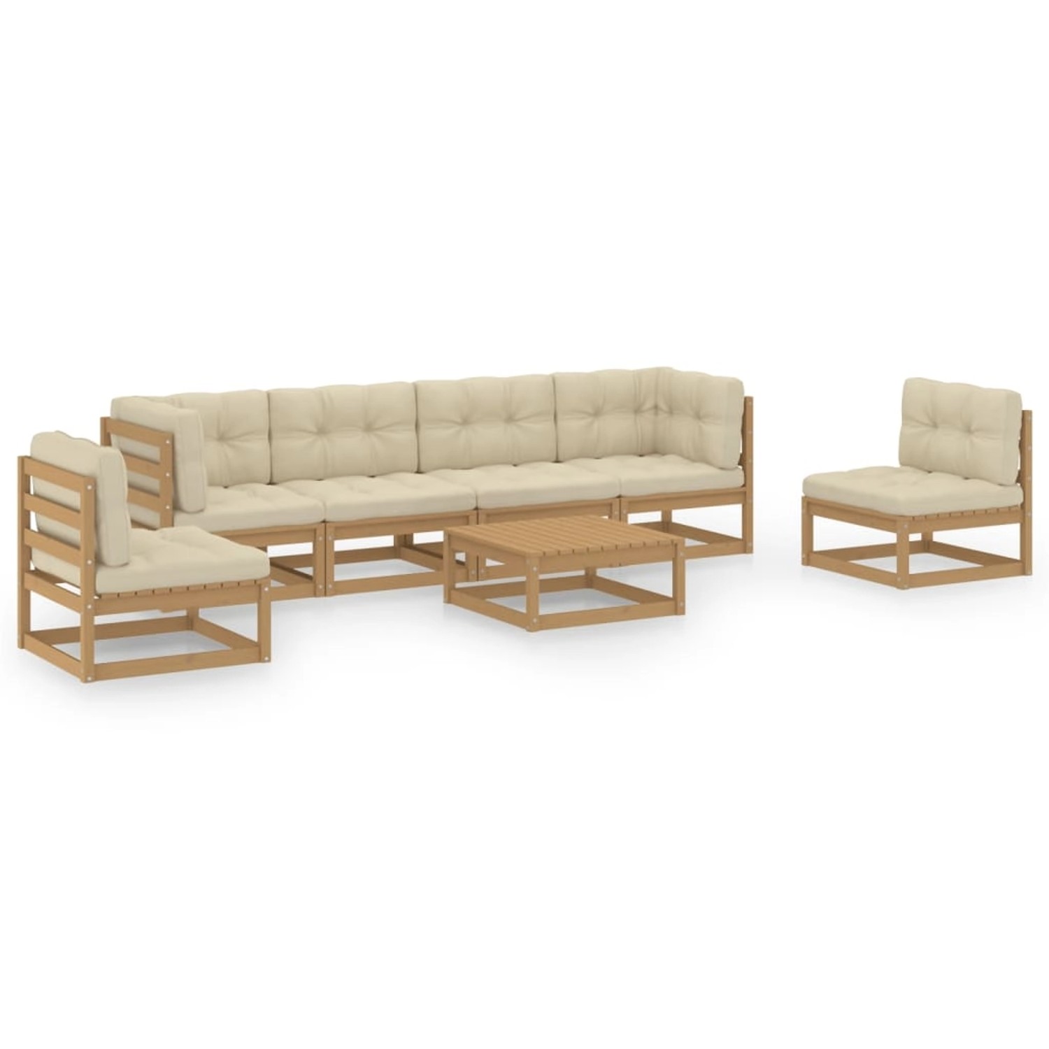 7-tlg. Garten-lounge-set Mit Kissen Kiefer Massivholz günstig online kaufen