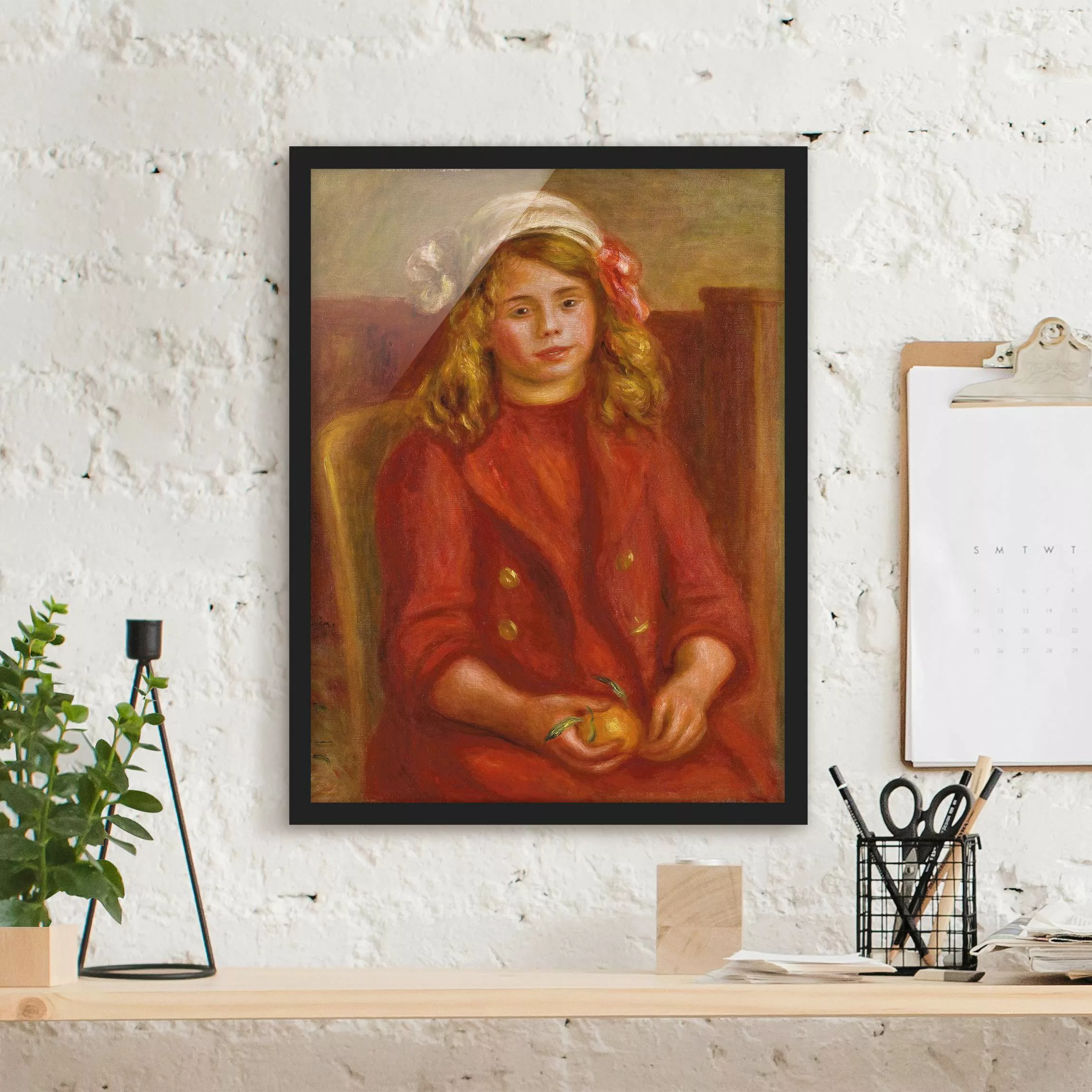 Bild mit Rahmen Kunstdruck - Hochformat Auguste Renoir - Junges Mädchen mit günstig online kaufen