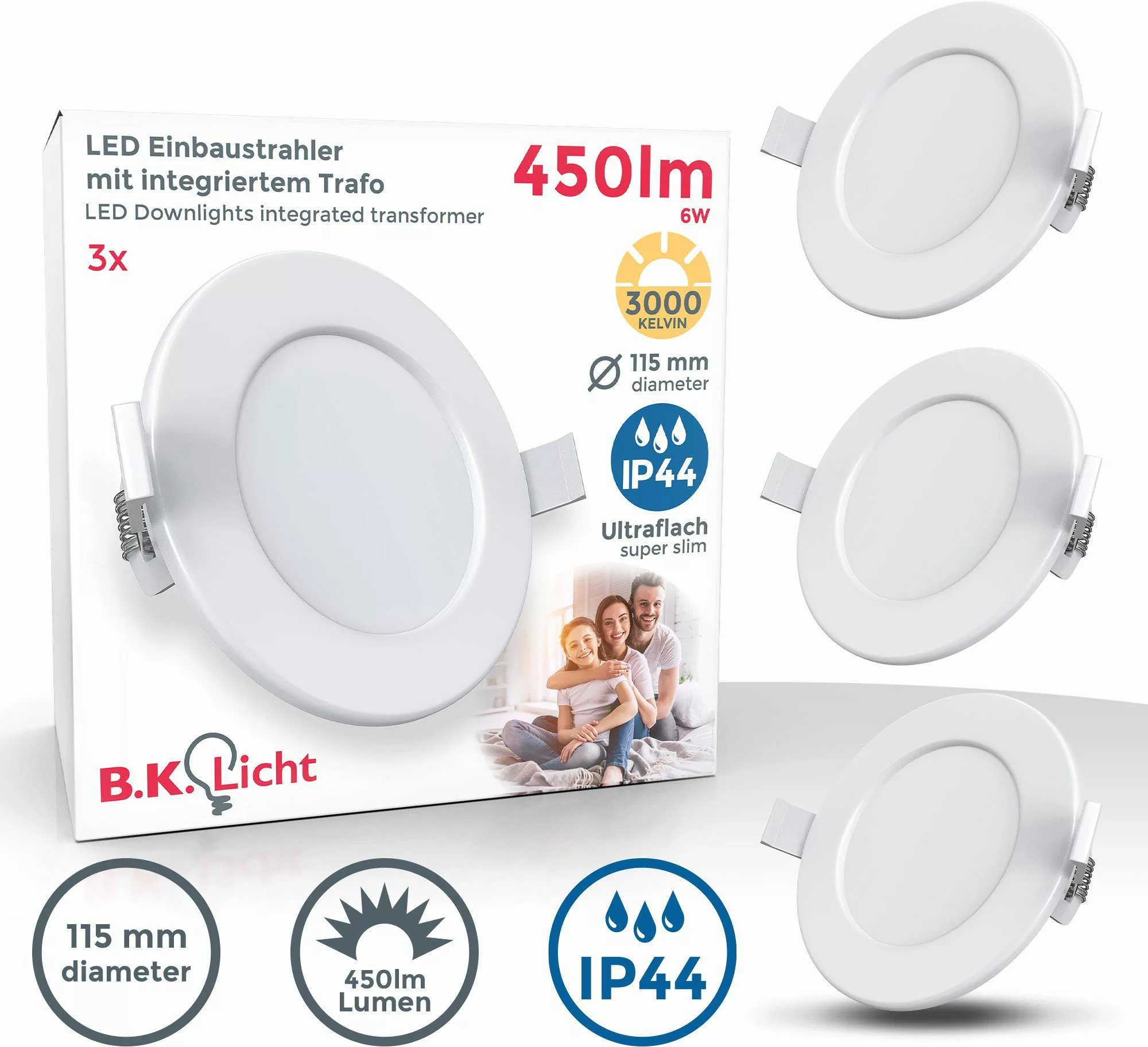 B.K.Licht LED Einbaustrahler Bad Einbauleuchten 9er günstig online kaufen