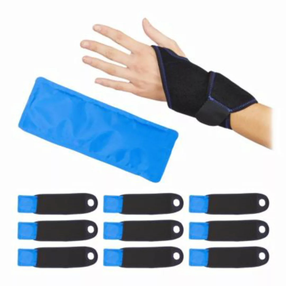 relaxdays 10 x Kühlpad Handgelenk Bandage blau günstig online kaufen