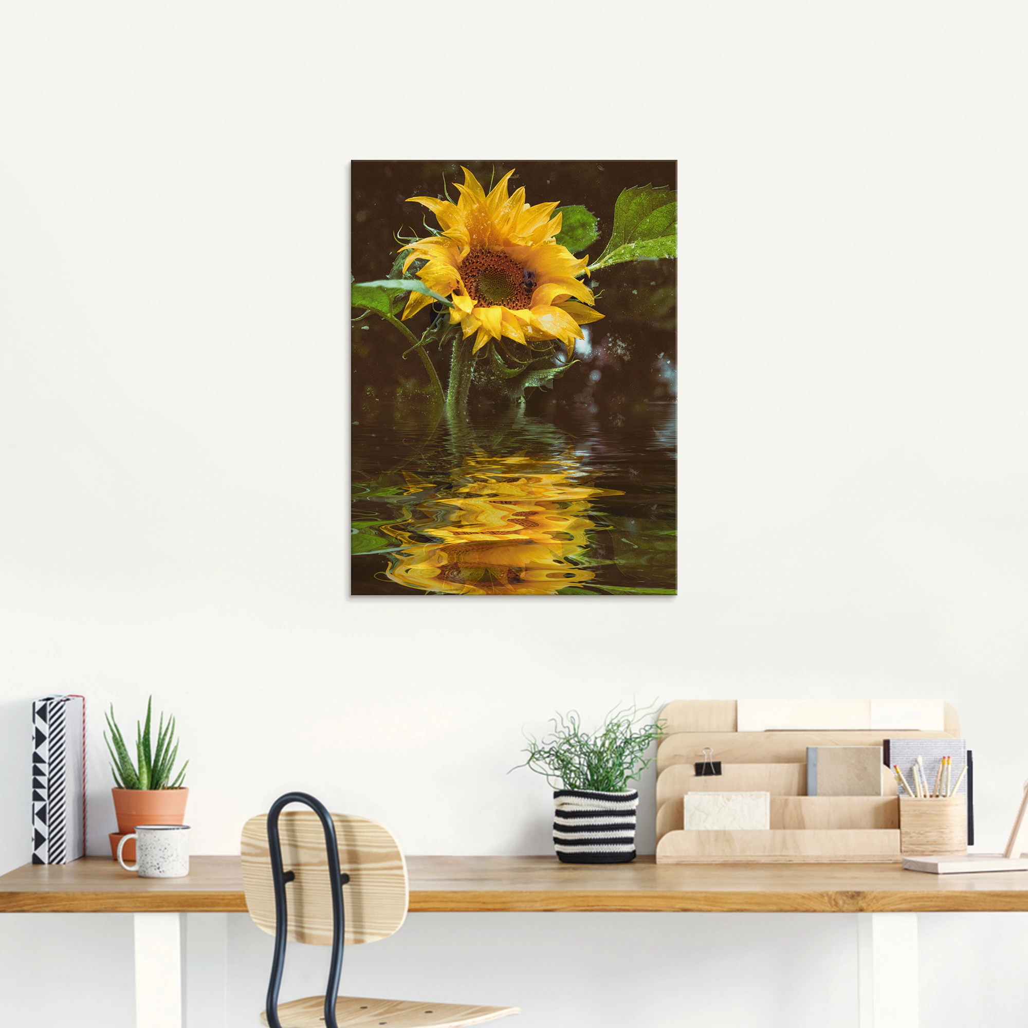 Artland Glasbild »Sonnenblume mit Wasserspiegelung«, Blumen, (1 St.), in ve günstig online kaufen