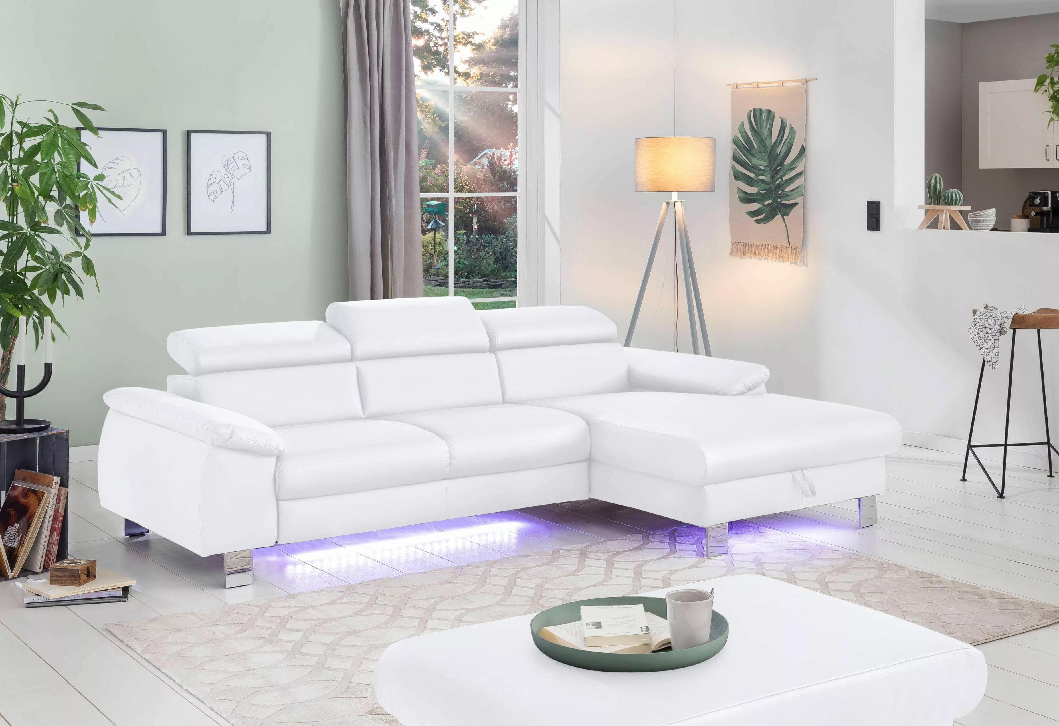 COTTA Ecksofa Komaris, Ecksofa, wahlweise mit RGB-LED-Beleuchtung und Bettf günstig online kaufen