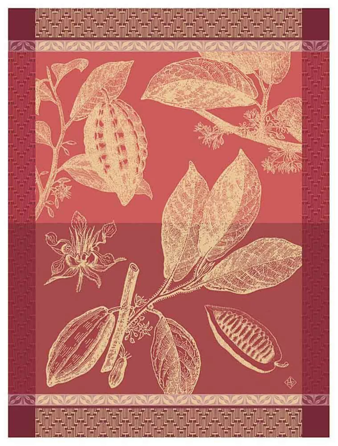 Le Jacquard Français Geschirrtuch Chocolat Feve Rubis Rot 60x80 Baumwolle günstig online kaufen