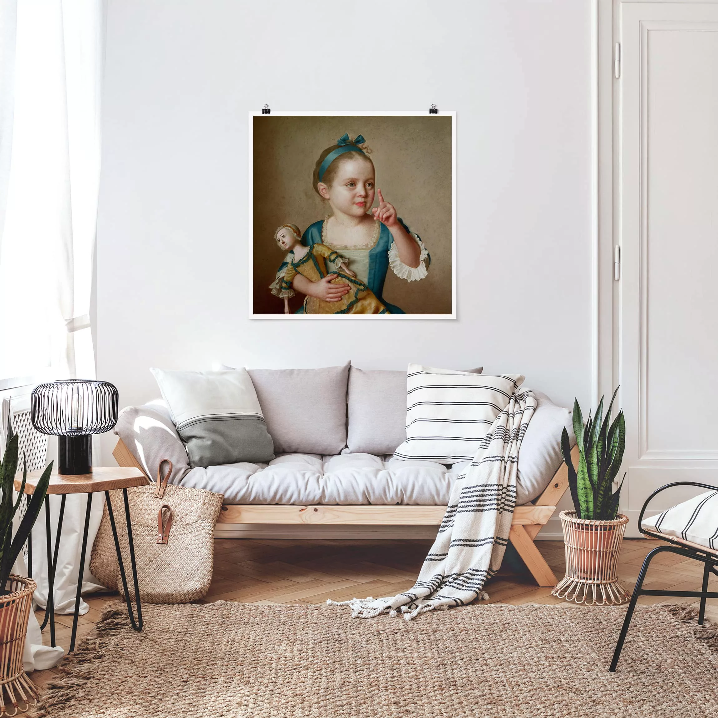 Poster Kunstdruck - Quadrat Jean Etienne Liotard - Mädchen mit Puppe günstig online kaufen