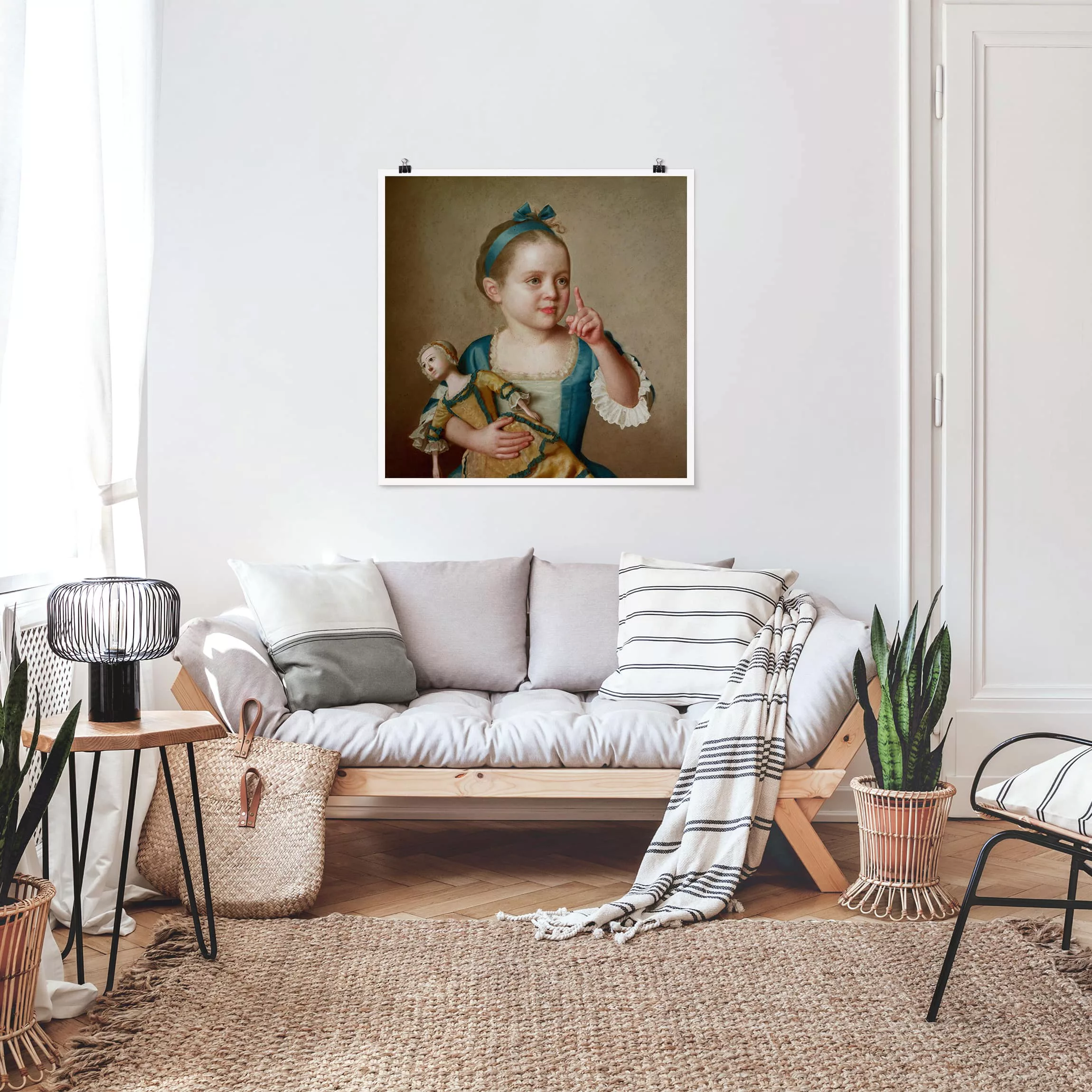 Poster - Quadrat Jean Etienne Liotard - Mädchen mit Puppe günstig online kaufen