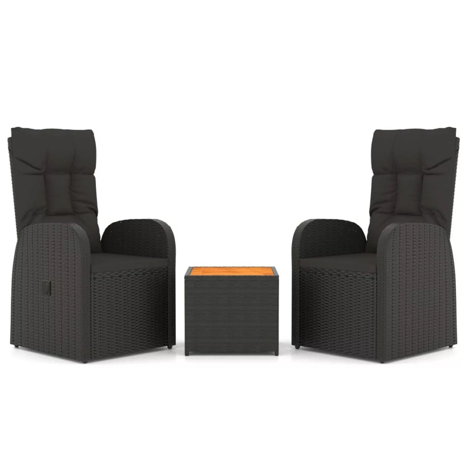 Vidaxl 3-tlg. Garten-lounge-set Schwarz Poly Rattan Massivholz Akazie günstig online kaufen