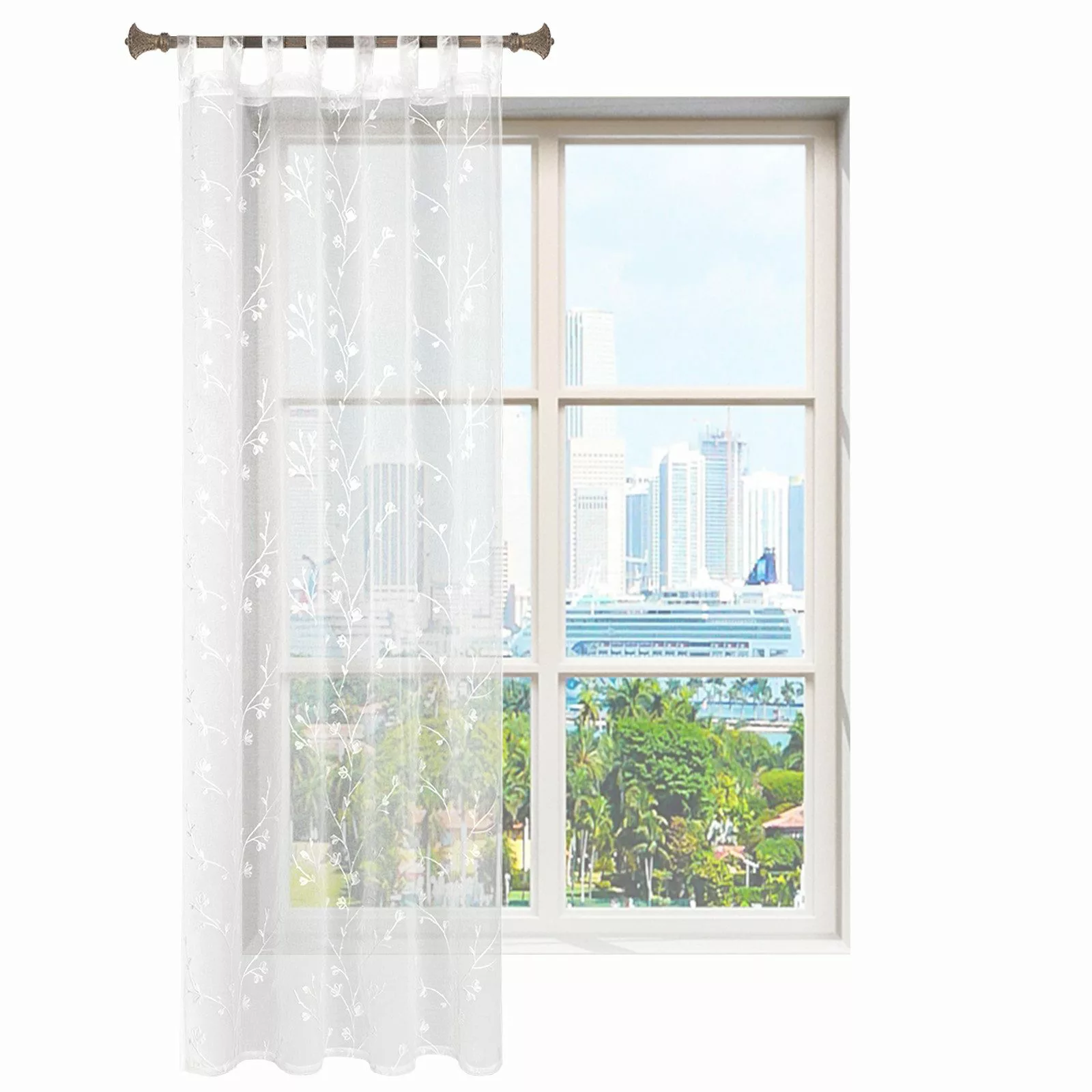Woltu Gardine, (2 St), halbtransparent, Blumen günstig online kaufen