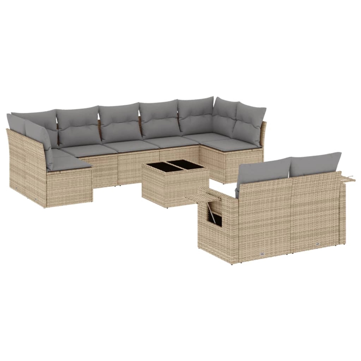 vidaXL 10-Tlg Garten-Sofagarnitur mit Kissen Beige Poly Rattan 3220628 günstig online kaufen