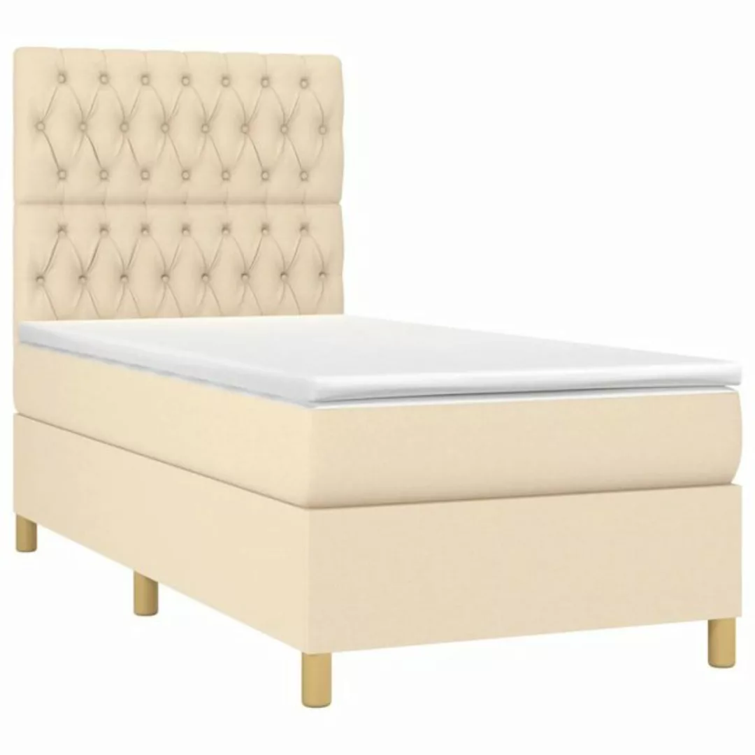 vidaXL Boxspringbett Boxspringbett mit Matratze Creme 90x200 cm Stoff Bett günstig online kaufen