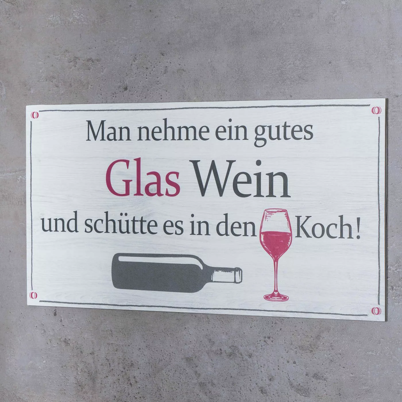 Levandeo® Wandbild, Wandbild 40x20cm Wein Spruch günstig online kaufen
