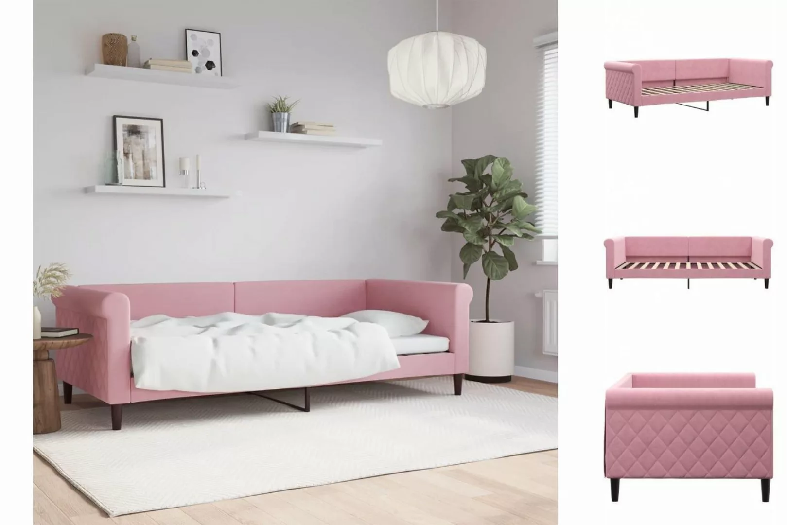 vidaXL Gästebett Tagesbett Rosa 90x200 cm Samt Gästebett Gästecouch Gästeso günstig online kaufen