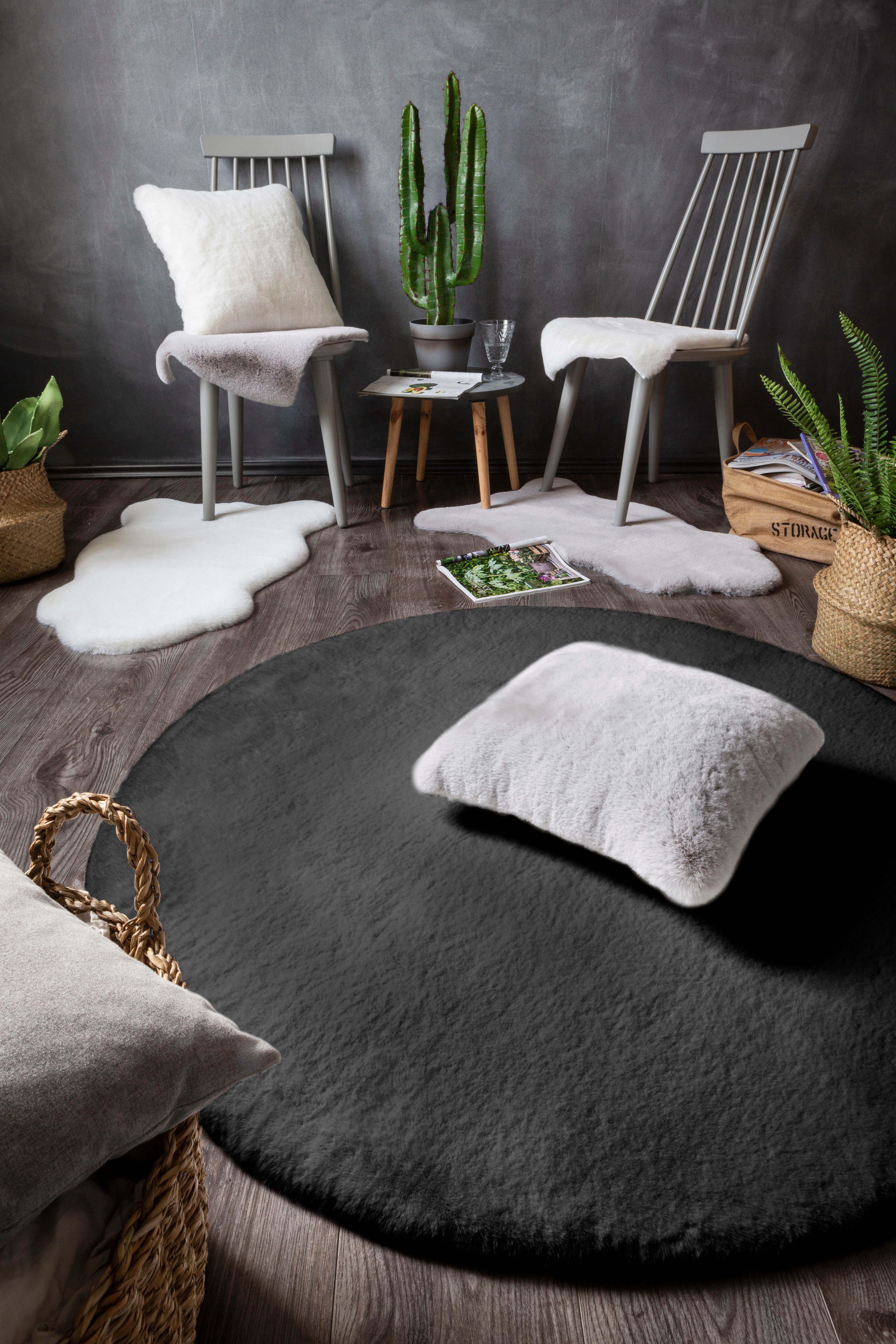 LUXOR living Fellteppich »Novara«, rund, 30 mm Höhe, Kunstfell, Kaninchenfe günstig online kaufen